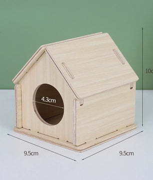Houten Hamster Villa: Speelhuis met Klimplatform en Verhoogd Platform - Duurzaam Knaagdier Accessoire