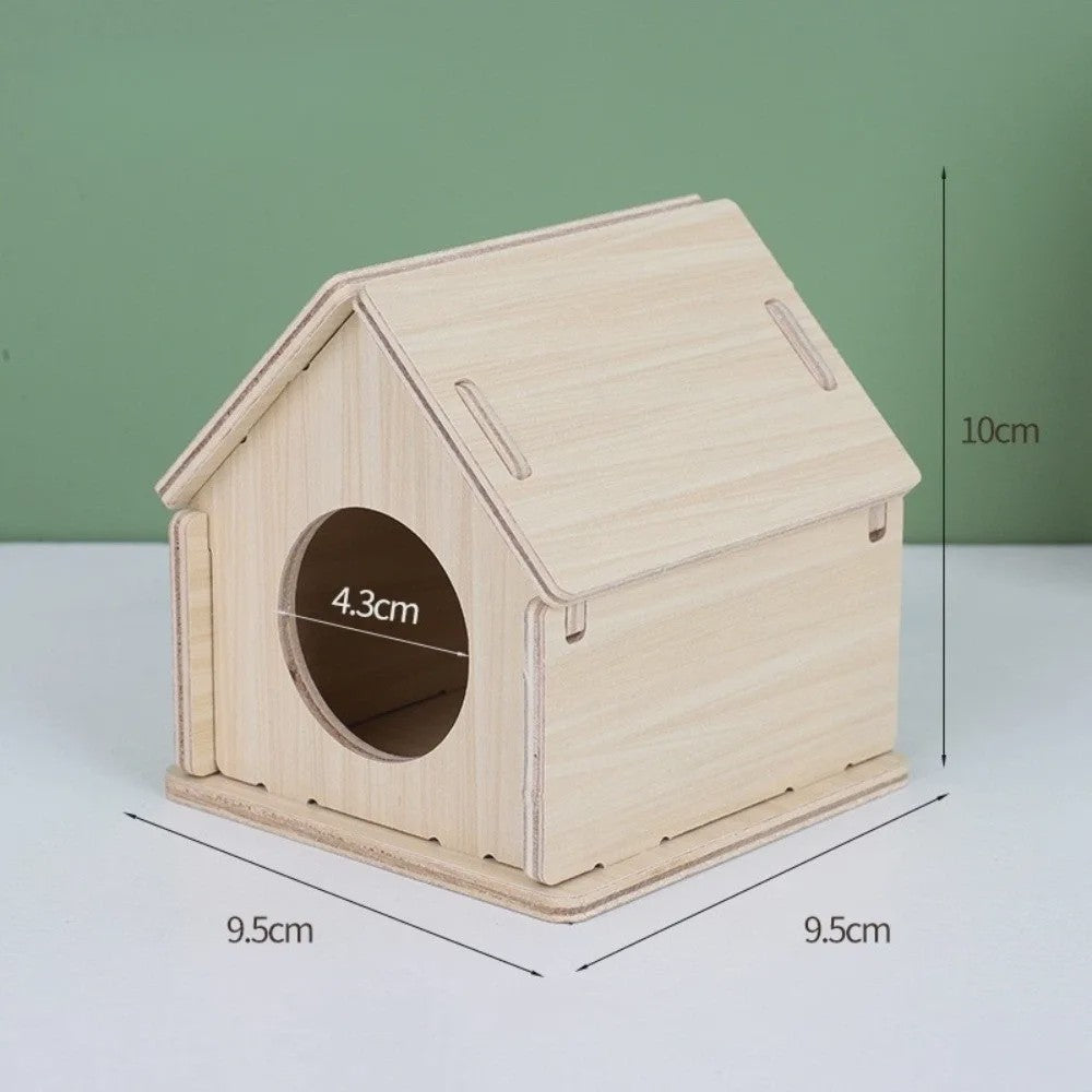 Houten Hamster Villa: Speelhuis met Klimplatform en Verhoogd Platform - Duurzaam Knaagdier Accessoire
