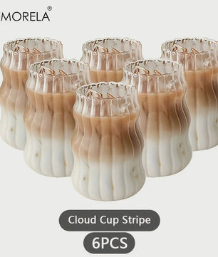 Set Glazen Tumblers met Verticale Ribbels - Hittebestendig Glas voor Koffie, Thee & Water