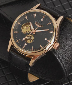 LONGLUX Heren Automatisch Skeleton Horloge - Elegant, Waterdicht & Romeinse Cijfers