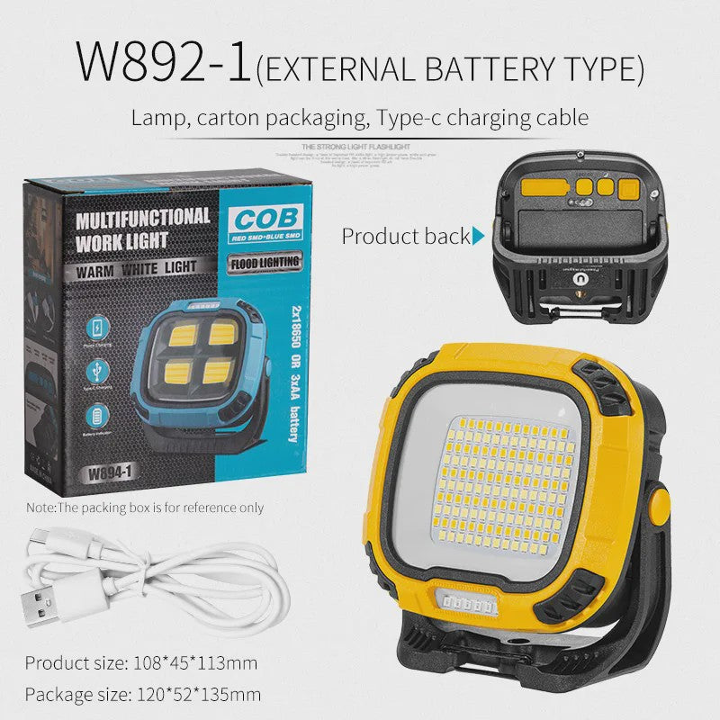 Sterke COB LED Werklamp met Powerbank Functie, USB Oplaadbaar, Draagbaar & Waterdicht