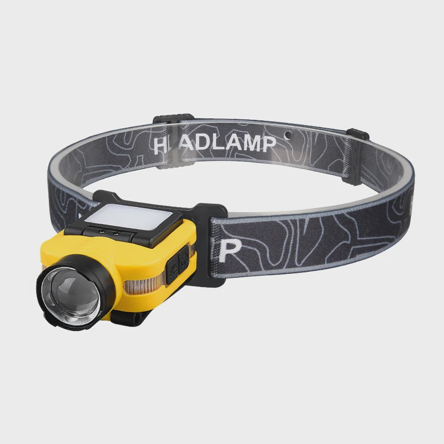 Slimme LED Hoofdlamp met Sensor, Oplaadbaar via USB-C, Power Display & Clip