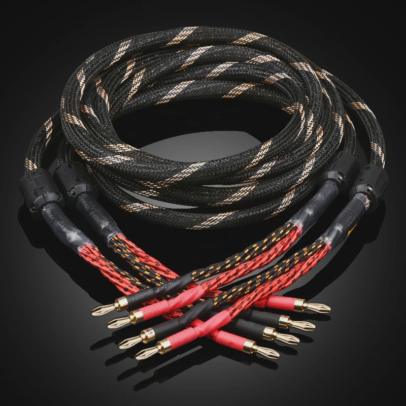 High-End Hifi Luidsprekerkabel - 6N OFC Koper, Vergulde Banana/Y-stekkers