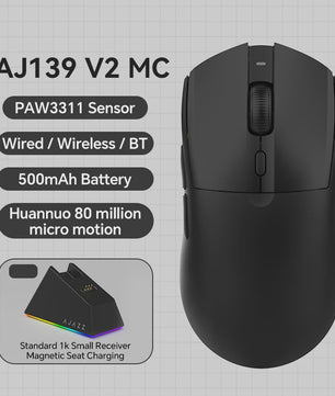 AJAZZ AJ139 V2 MC Draadloze Gaming Muis met RGB Magnetische Oplaadbasis - 24000 DPI, Bluetooth/Bedraad