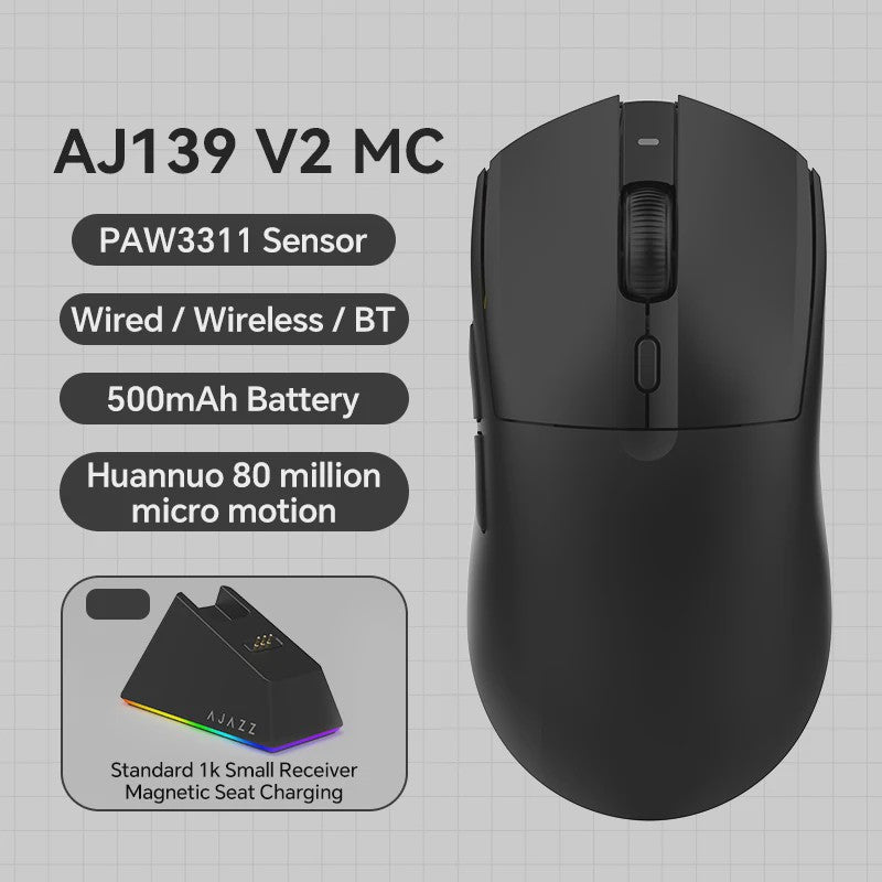 AJAZZ AJ139 V2 MC Draadloze Gaming Muis met RGB Magnetische Oplaadbasis - 24000 DPI, Bluetooth/Bedraad