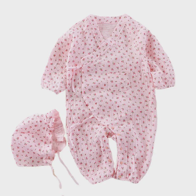 Mousseline Katoen Romper met Lange Mouwen voor Baby's (0-24M) - Unisex Jumpsuit voor Jongens & Meisjes