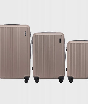 WINGS ABS Trolley Set van 3 (20", 24", 28") - Champagne & Navy Blauw - 360° Wielen