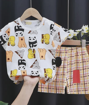 Schattige Kinder T-shirt & Short Set - 100% Katoen met Leuke Cartoon Prints