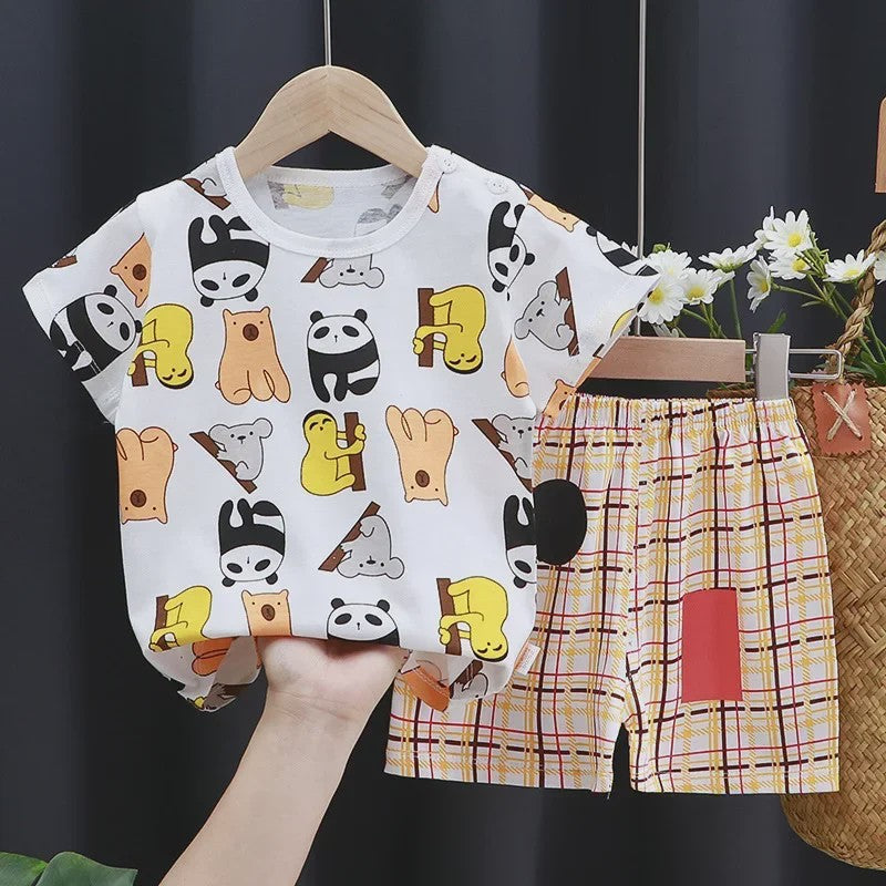 Schattige Kinder T-shirt & Short Set - 100% Katoen met Leuke Cartoon Prints