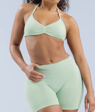 Naadloze Yogaset Dames: Sportbeha met Halternek & High Waist Shorts