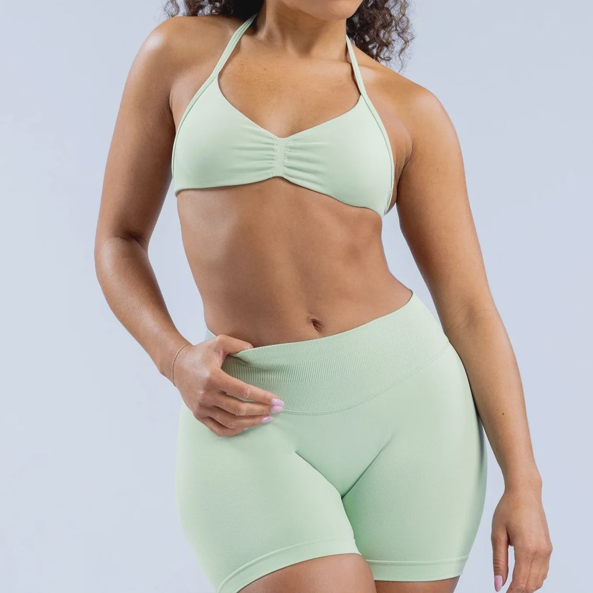 Naadloze Yogaset Dames: Sportbeha met Halternek & High Waist Shorts