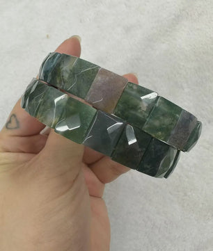 Natuurlijke Edelsteen Armband - Fluoriet & Citrien Vierkante Kralen