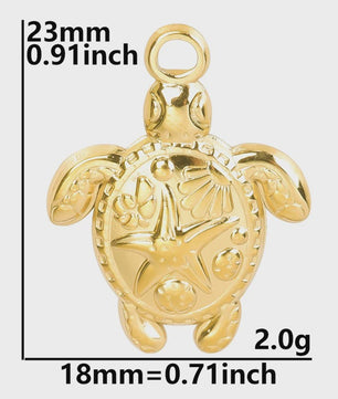 6x Goudkleurige Zee Dieren Bedeltjes Set - Schildpad, Schelp, Zeester - DIY Sieraden Maken