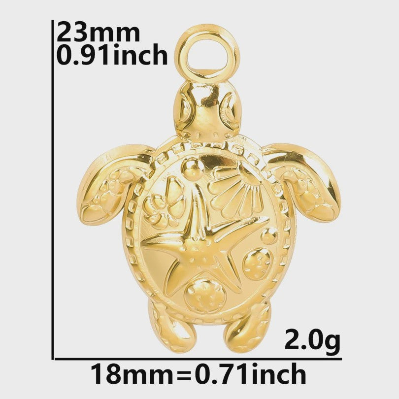 6x Goudkleurige Zee Dieren Bedeltjes Set - Schildpad, Schelp, Zeester - DIY Sieraden Maken
