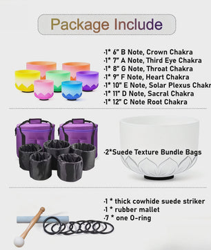 7-delige Kristallen Klankschaal Set (6-12 Inch) - 432Hz Chakra Stemming voor Meditatie & Sound Therapy