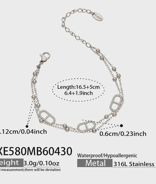 Dainty Gelaagde Sieraden Set: 18k Goudkleurig Roestvrij Staal Collier & Armband met Zirkonia