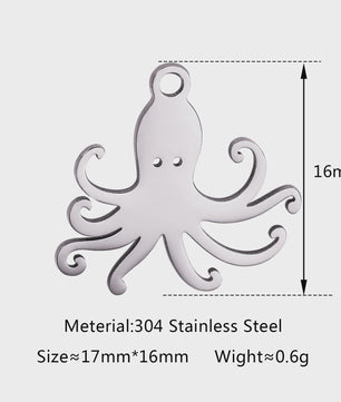 5-delige Set RVS Bedeltjes Zeeleven: Walvis, Dolfijn, Octopus, Vissenstaart & Manta Ray