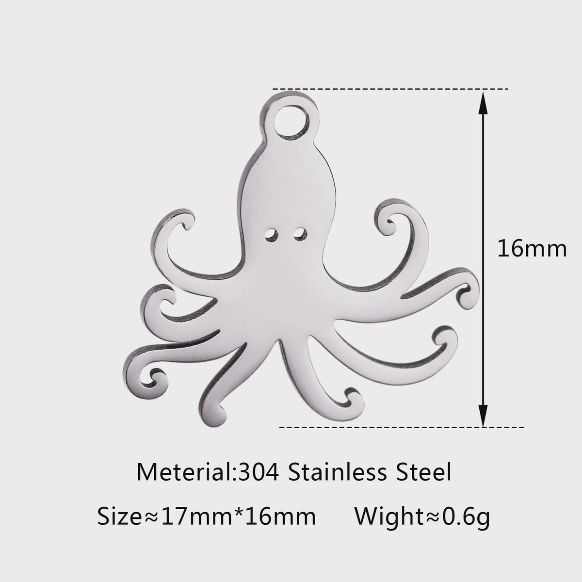 5-delige Set RVS Bedeltjes Zeeleven: Walvis, Dolfijn, Octopus, Vissenstaart & Manta Ray