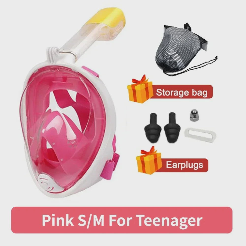 Volledig Gelaat Snorkelmasker met 180° Panoramisch Zicht & Anti-Fog