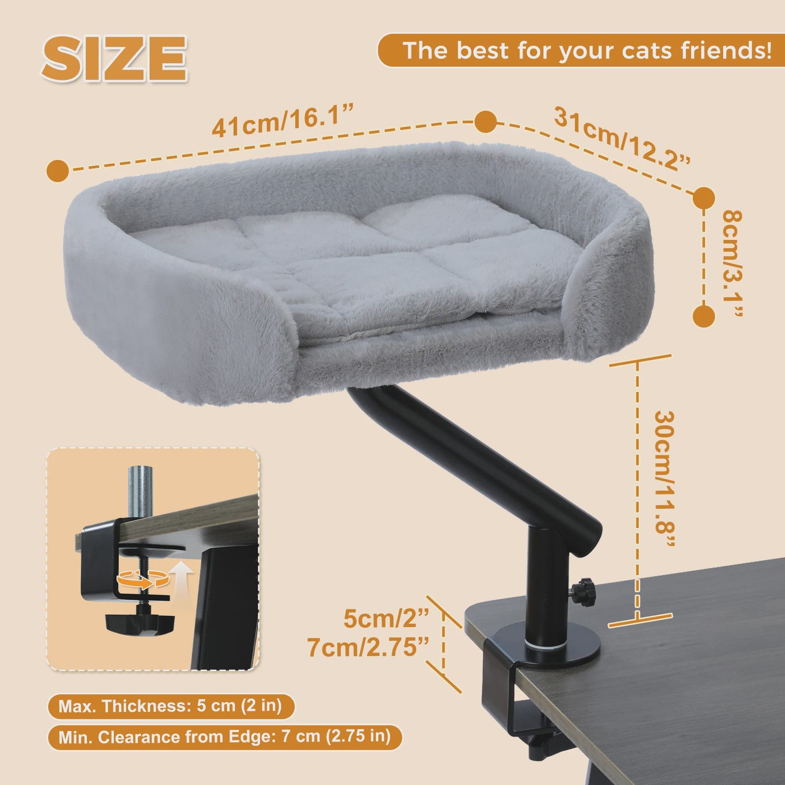 360° Draaibare Kattenmand voor Bureau - Comfortabele Hangmat voor Binnenkatten