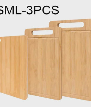 Set van 3 Bamboe Houten Snijplanken met Handvat en Sapgoot - Dubbelzijdig