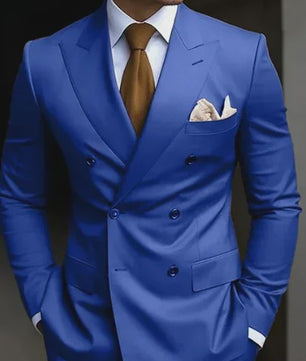 Luxe Bruin Herenpak - Double Breasted, Peak Lapel, Slim Fit Blazer & Pantalon