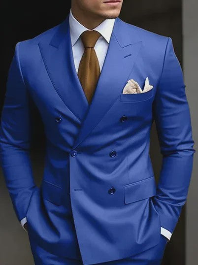 Luxe Bruin Herenpak - Double Breasted, Peak Lapel, Slim Fit Blazer & Pantalon