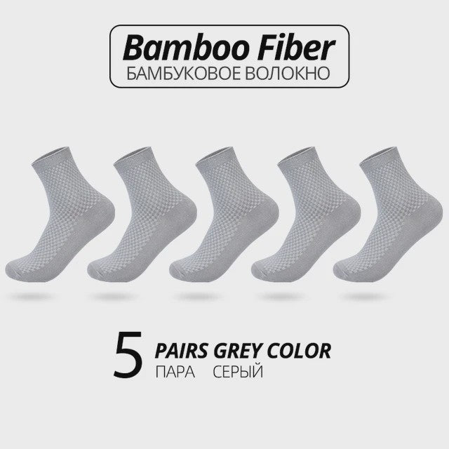 5 Paar Bamboevezel Herensokken - Comfortabel, Ademend & Zakelijk/Casual