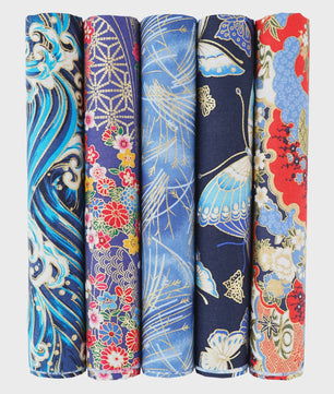 5x Japanse Katoen Stofjes Bundel - 25x25cm of 50x50cm - Patchwork & Quilt