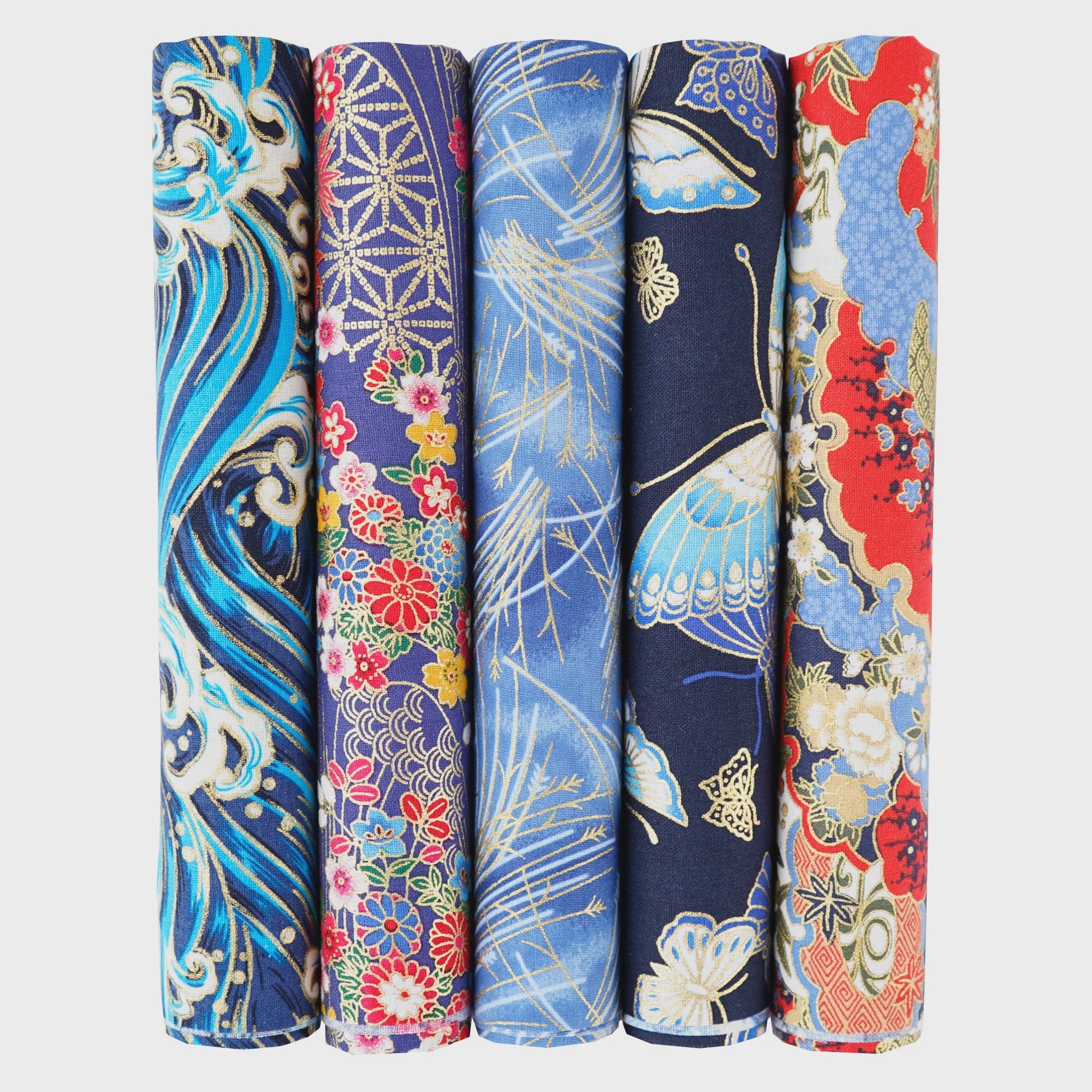5x Japanse Katoen Stofjes Bundel - 25x25cm of 50x50cm - Patchwork & Quilt