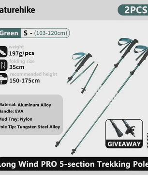 Naturehike Ultralichte Carbon Fiber Trekkingstokken - Opvouwbaar & Snel Sluitend