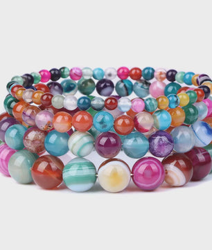 Handgemaakte Natuursteen Armbanden - Onyx & Agate Kralen - Yoga & Reiki Energie - Unisex 19cm