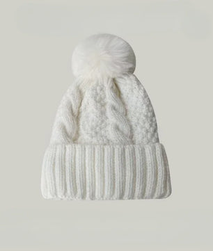 Warme Gebreide Wintermuts met Pluche Pompom - Stijlvol & Veelzijdig