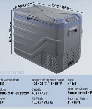 Draagbare Dubbel Zone Vriezer Koelkast met Compressor - 12/24V DC & AC