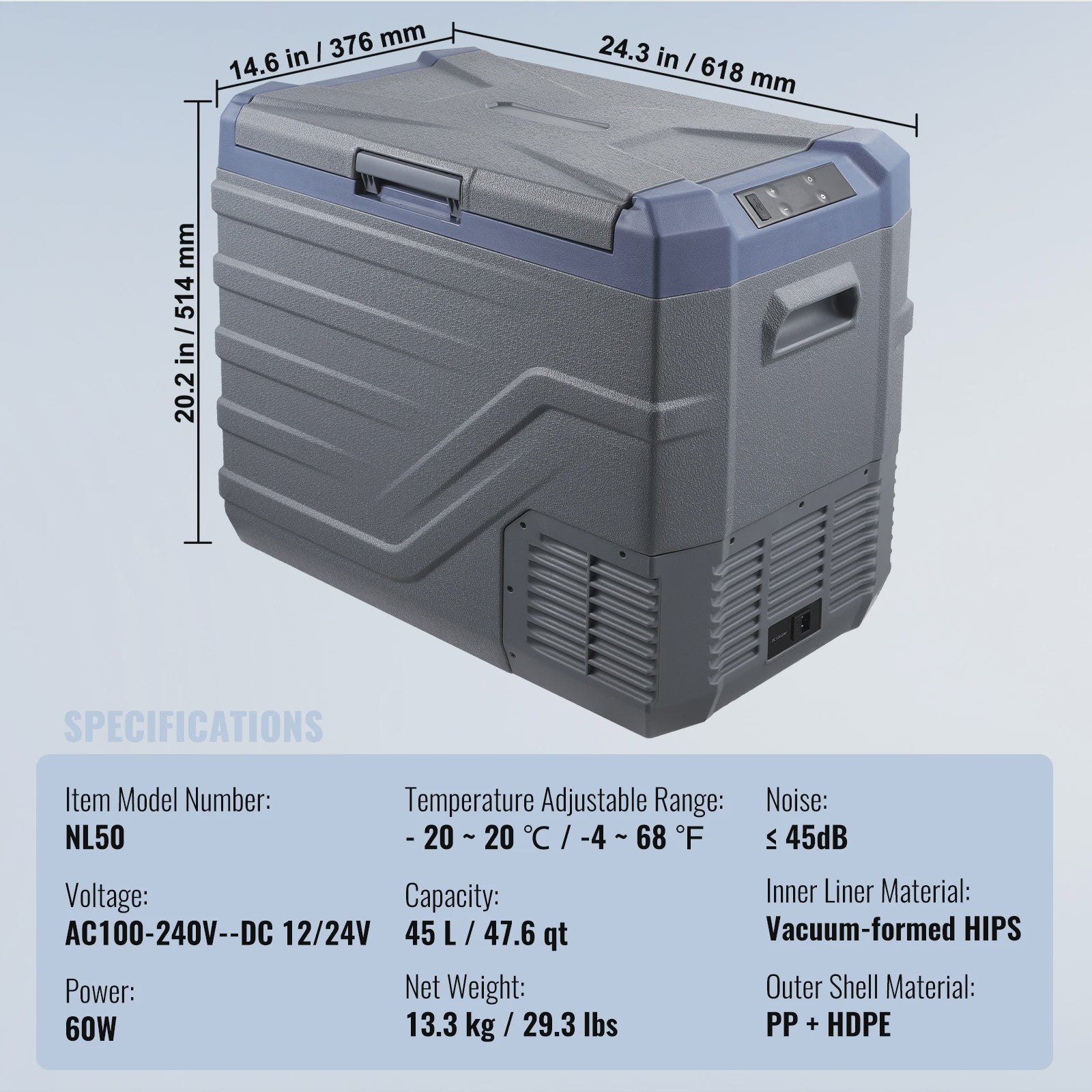 Draagbare Dubbel Zone Vriezer Koelkast met Compressor - 12/24V DC & AC