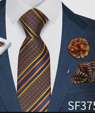 Luxe Heren Set: Paarse Paisley Stropdas, Manchetknopen, Pochet & Boutonnière - 8cm Breed