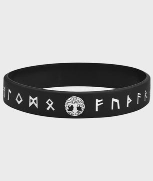 Mprainbow Heren Viking Rune Armband - Wolf Design, Zwart/Wit Siliconen Polsband