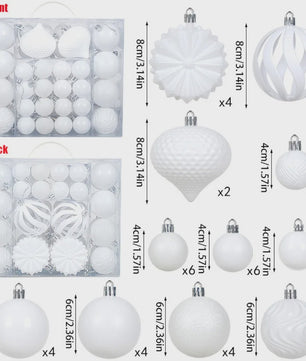 48-delige Set Kerstballen Plastic - Effen Kleur & Diverse Maten (4/6/8cm) voor Kerstboom Decoratie