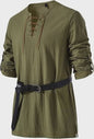 Heren Middeleeuwse Tuniek met Vetersluiting - Renaissance, Viking & Piraat Kostuum Shirt