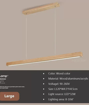 Nordic Houten Lange LED Hanglamp - Stijlvolle Verlichting voor Eettafel, Woonkamer & Keuken