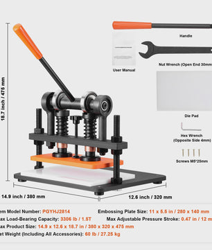 Handmatige Leer Snijmachine & Embossing Machine met Verstelbare Druk