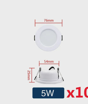 Set van 10 LED Downlighters Wit 5W-18W Rond Plafondlamp DC 12V/24V AC 110V/220V