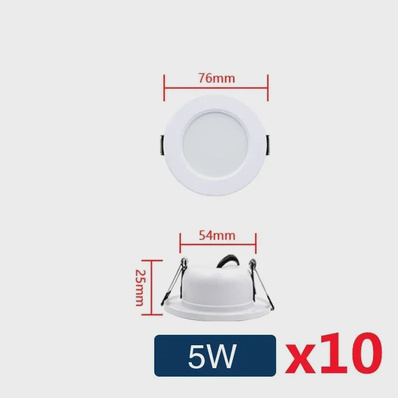 Set van 10 LED Downlighters Wit 5W-18W Rond Plafondlamp DC 12V/24V AC 110V/220V