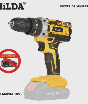HILDA 21V Accuboormachine - 25+3 Koppelstanden, Draadloos & Makita Compatibel