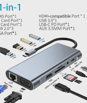 Universele USB-C Hub Docking Station met Thunderbolt 3, 4K HDMI & PD Opladen