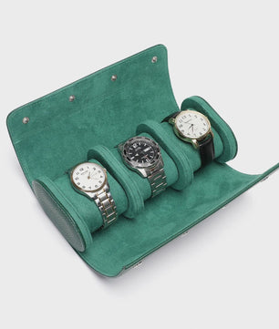 Luxe Embers Groene Horlogerolle - Echt Lederen Reis Etui voor 1, 2 of 3 Horloges