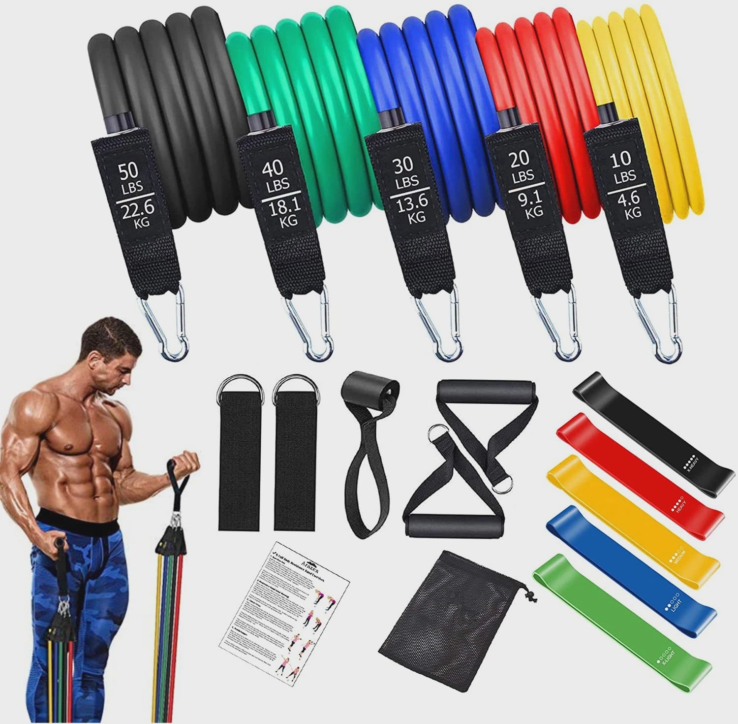 Fitness Bar met Weerstandsbanden: Complete Set voor Thuis & Pilates/Yoga Training