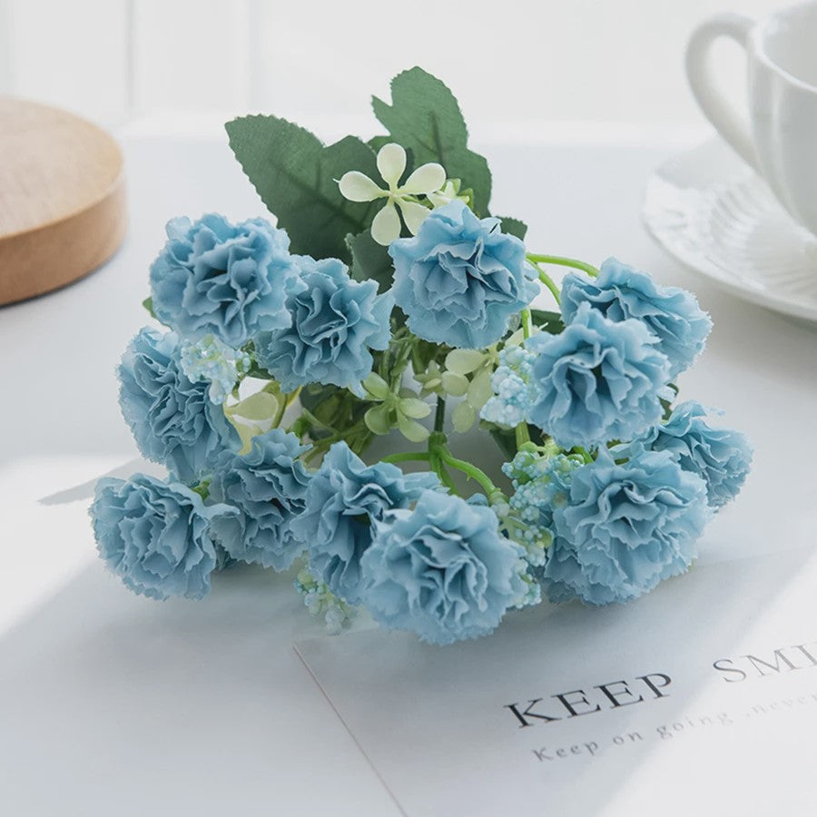 Kunstbloemen - 5 Takken Kleine Anjers (15 Bloemhoofden) - Decoratie voor Bruiloft, Kerst, Vaas