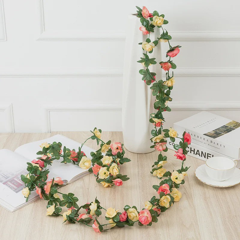 Kunstrozen Garland - Decoratieve Slier met Rozen en Bladeren