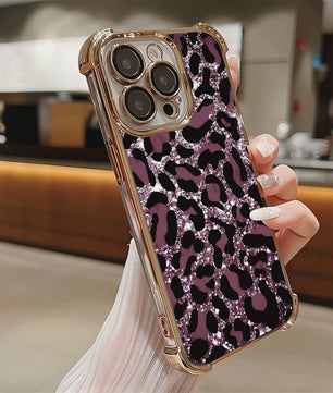 Luxe Leopard Print Telefoonhoesje met Plating & Anti-Val Bescherming voor Samsung